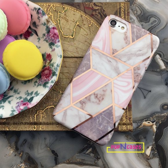 Rose Gold Foil Marble iPhone case - ALL MODELS - Picture 4 of 10